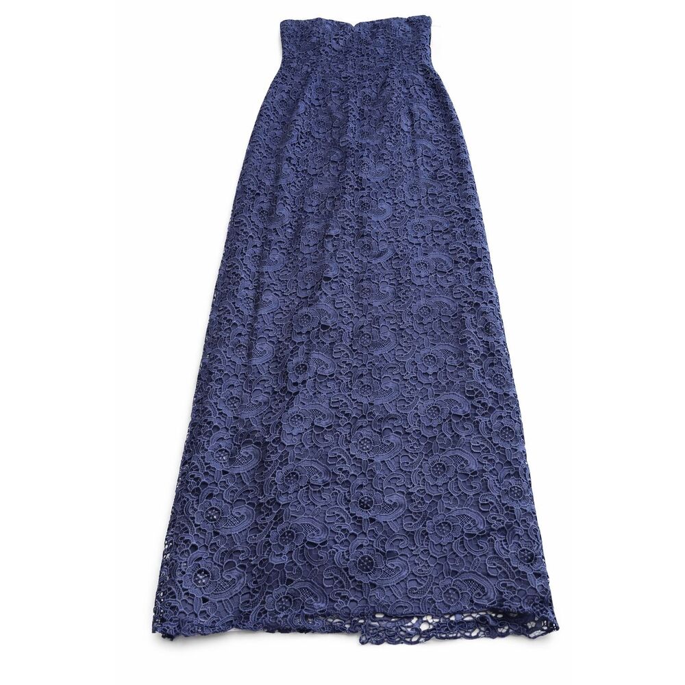 NWT Aidan Mattox Navy Blue Lace Strapless Dress Size 14 New